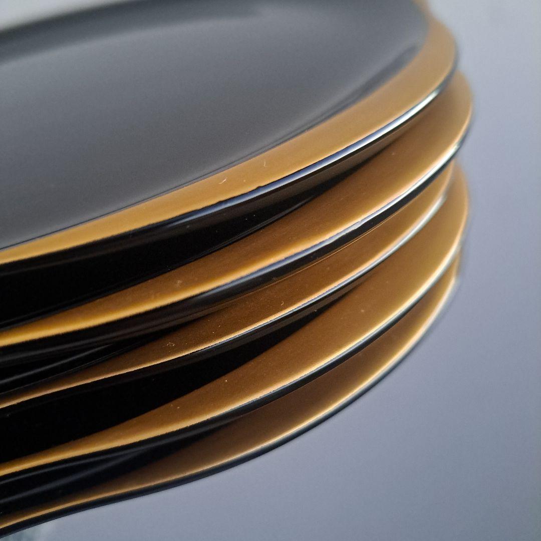 【輪島塗　7寸\"金彩\"梅型\"大皿×5客】布着本堅地　光琳堂　未使用品