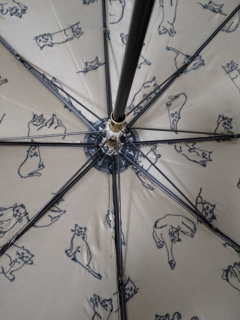 ★レア★イイダ傘店★猫 ししゅう 晴雨兼用 折りたたみ傘