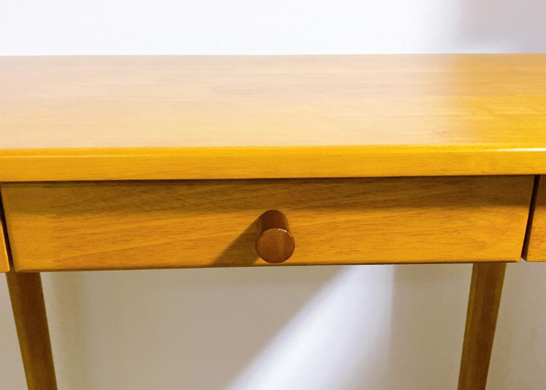 北欧 デスク 木製 天然木 スリムデスク 引き出し付 ナチュラルテイスト