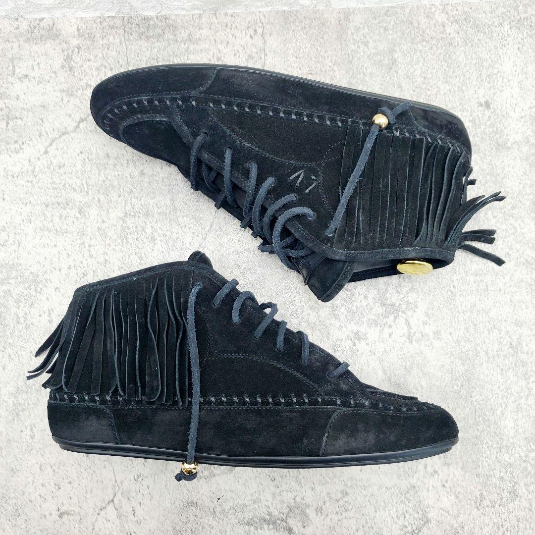 ルイヴィトン✨フリンジ モカシン スニーカー 37.5 黒 スエード イタリア製