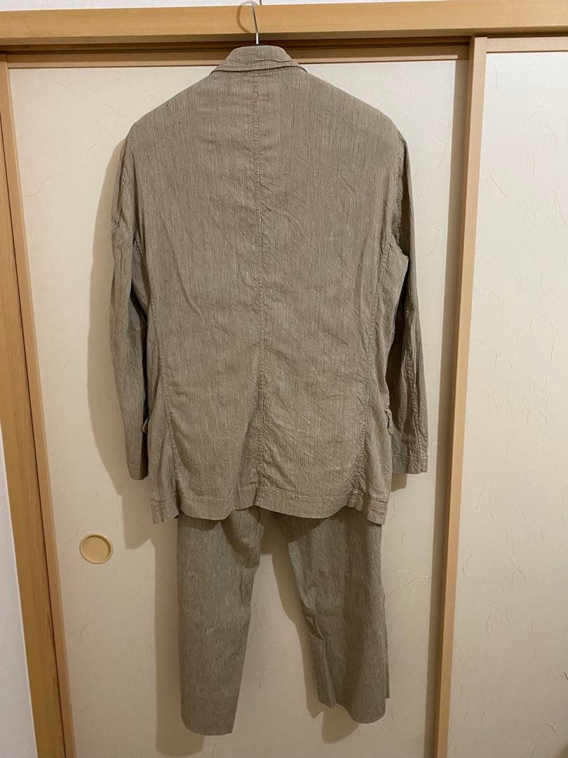 Issey Miyake Men シワベージュ ストライプスーツセット 夏用