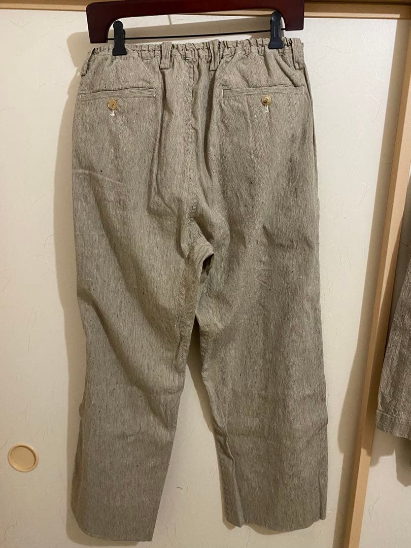 Issey Miyake Men シワベージュ ストライプスーツセット 夏用