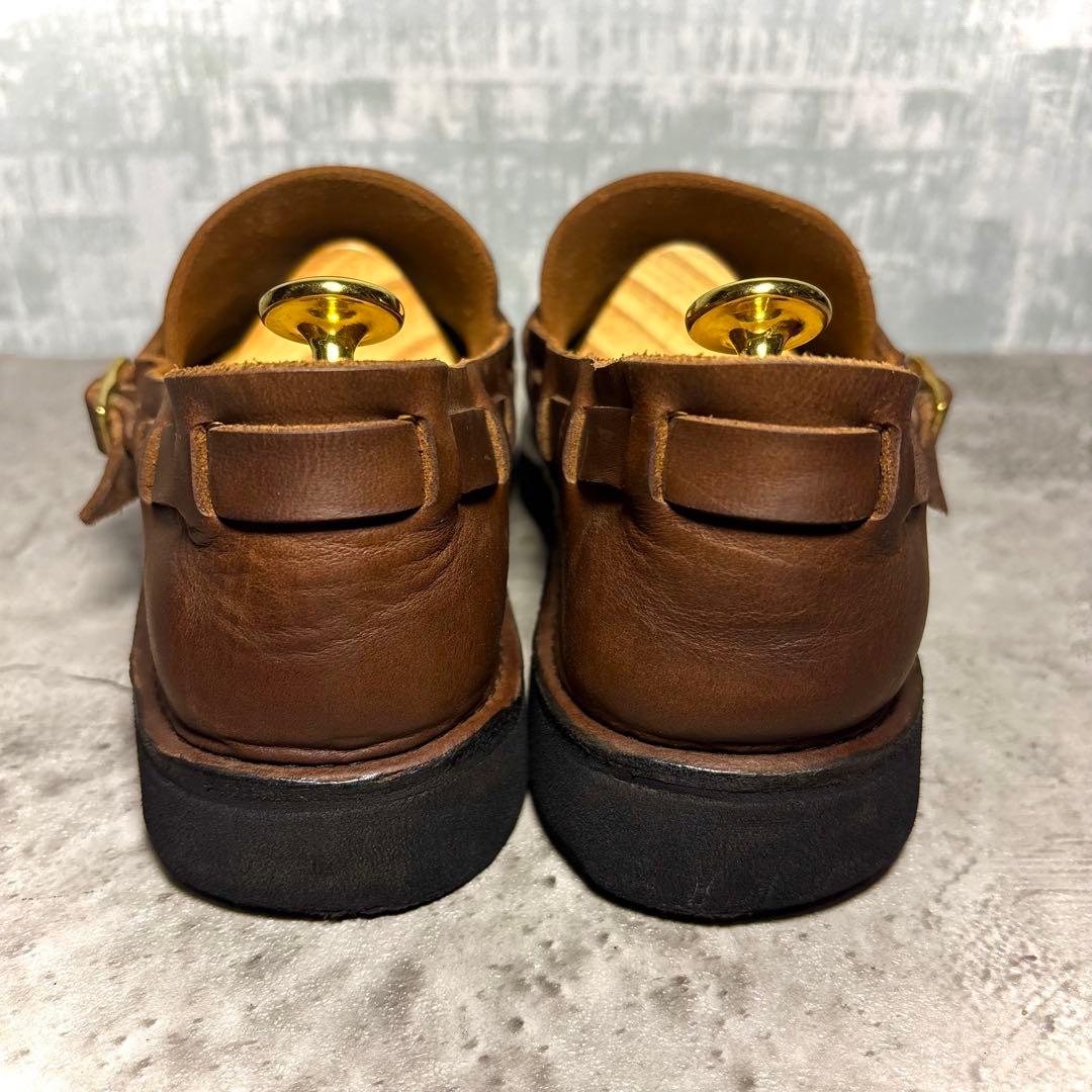 【美品！】オーロラシューズ ミドルイングリッシュ レザースリッポン 8D 茶