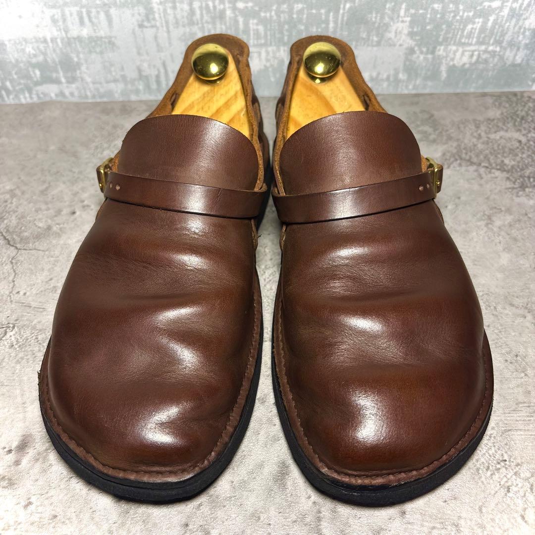 【美品！】オーロラシューズ ミドルイングリッシュ レザースリッポン 8D 茶