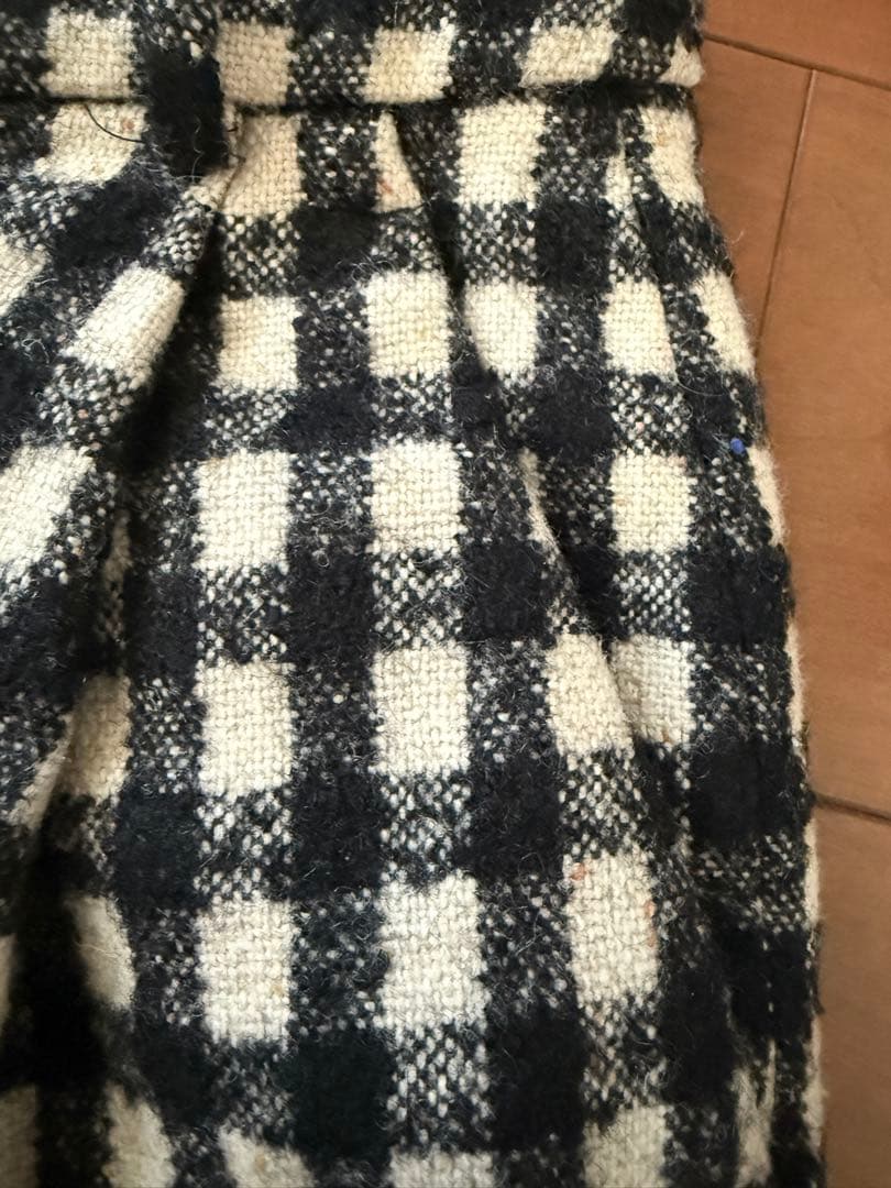 チェック柄ハイウエストワイドパンツ