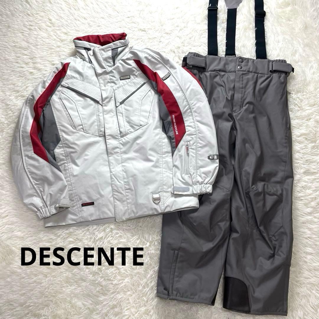 お洒落✨デサント スキーウェア 上下 セットアップ メンズ XL グレー 赤