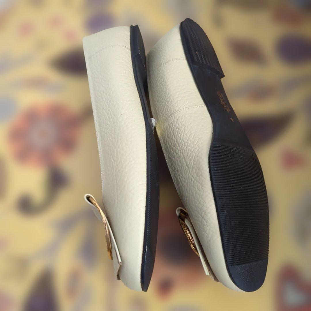 MIHAMA ホワイト フラットシューズ大きいサイズ25新品未使用