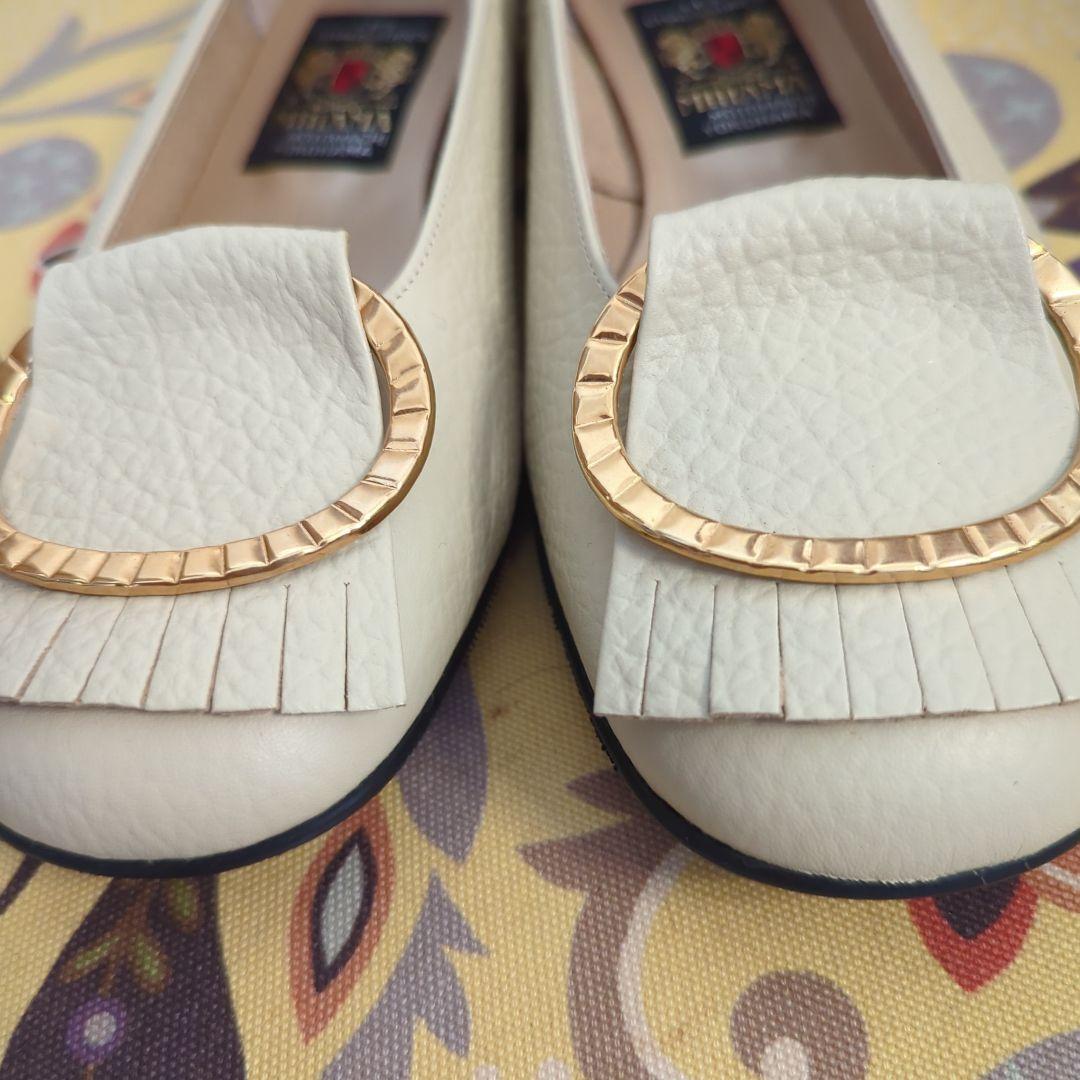 MIHAMA ホワイト フラットシューズ大きいサイズ25新品未使用