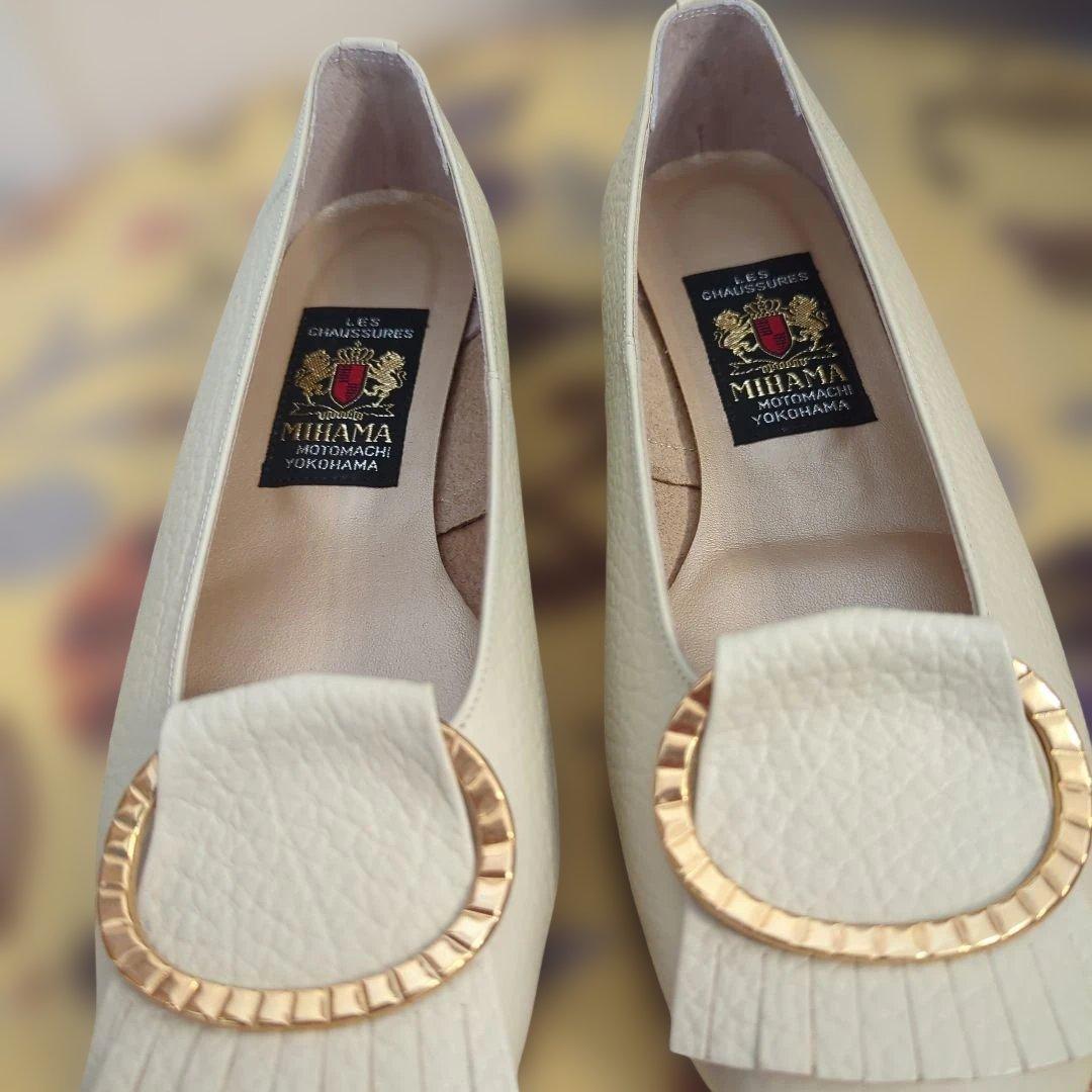MIHAMA ホワイト フラットシューズ大きいサイズ25新品未使用