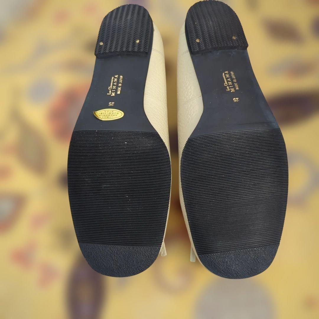 MIHAMA ホワイト フラットシューズ大きいサイズ25新品未使用