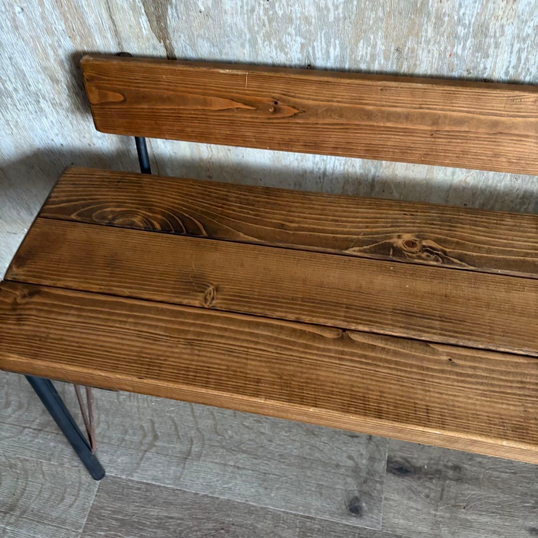 インダストリアル　ローバックベンチ　ヴィンテージ　アイアンフレーム　古材