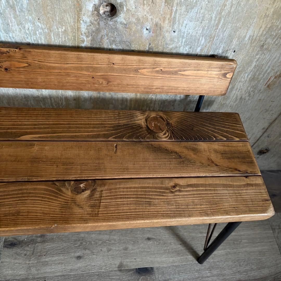 インダストリアル　ローバックベンチ　ヴィンテージ　アイアンフレーム　古材
