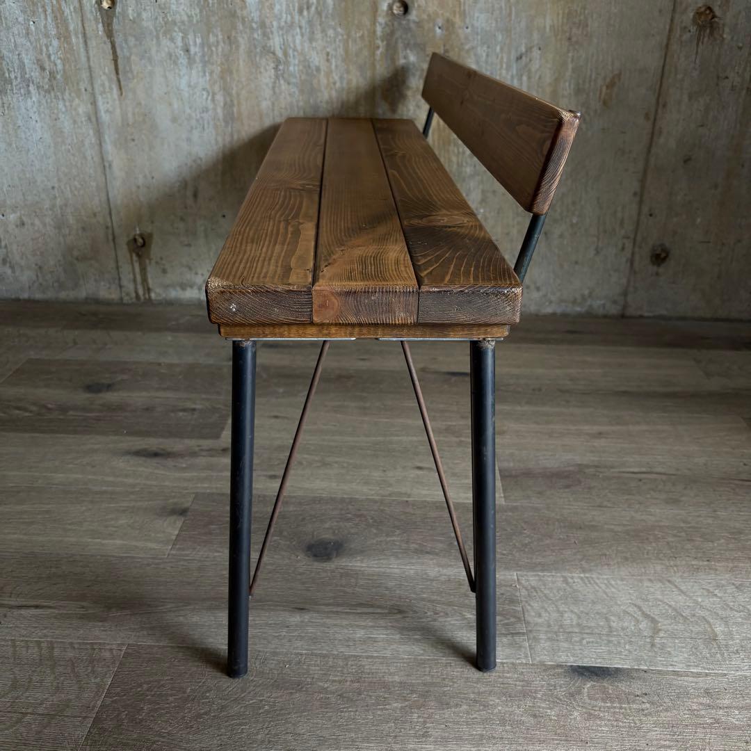 インダストリアル　ローバックベンチ　ヴィンテージ　アイアンフレーム　古材