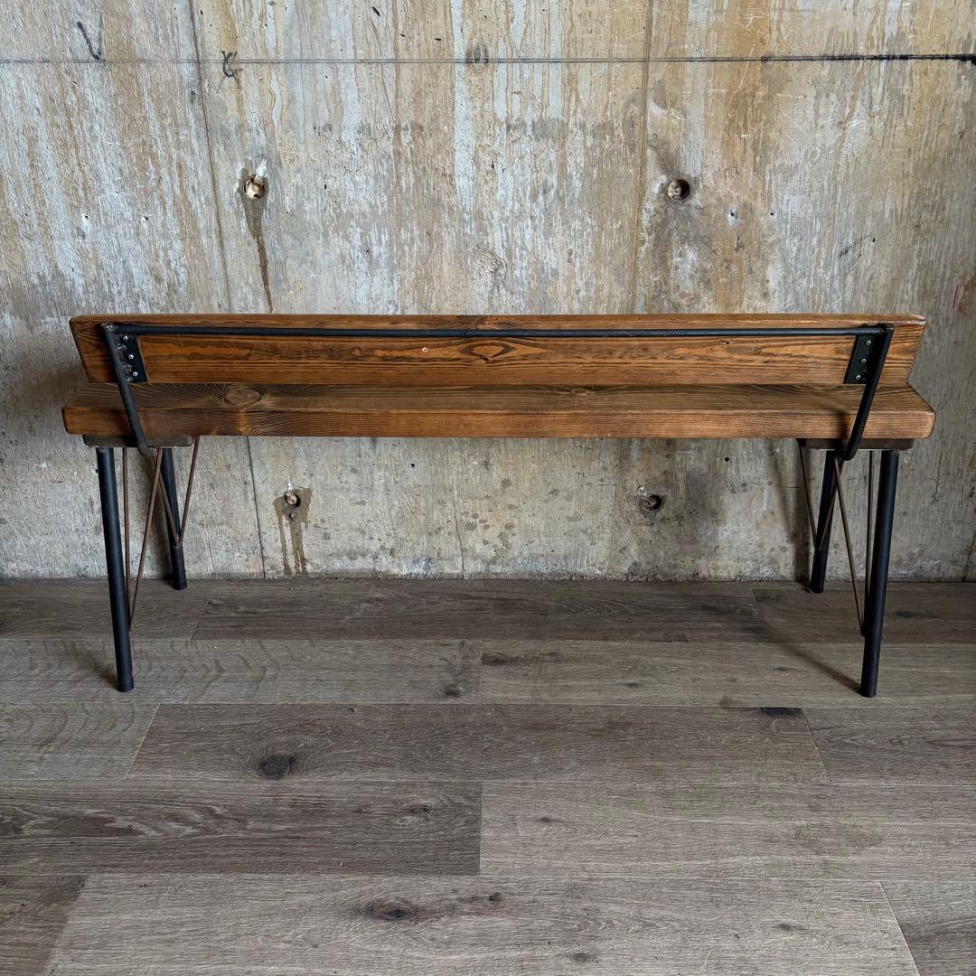 インダストリアル　ローバックベンチ　ヴィンテージ　アイアンフレーム　古材
