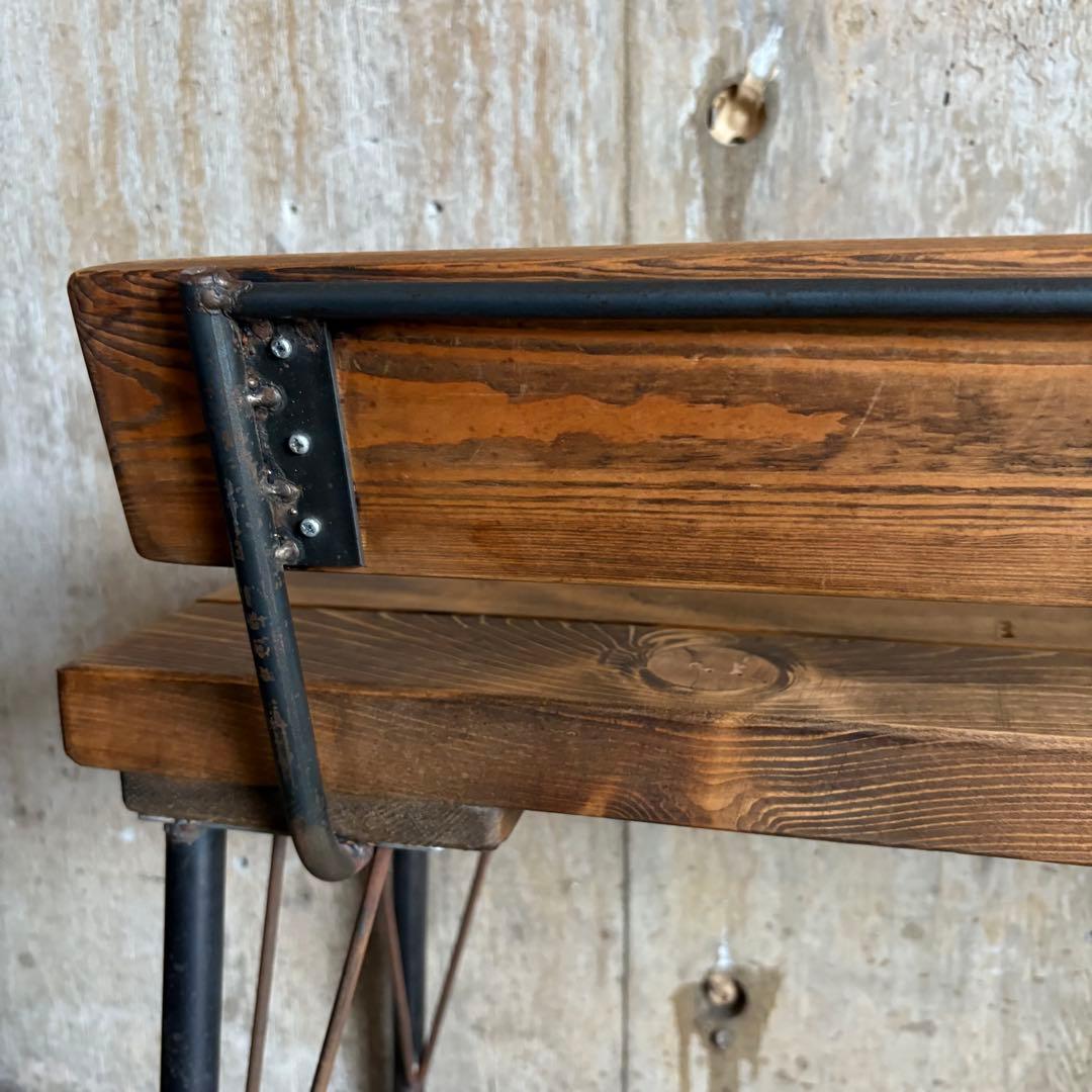 インダストリアル　ローバックベンチ　ヴィンテージ　アイアンフレーム　古材