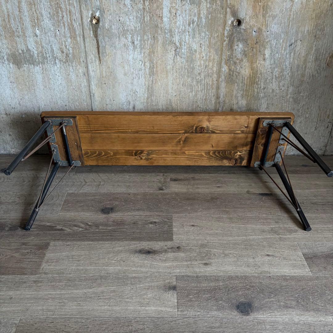 インダストリアル　ローバックベンチ　ヴィンテージ　アイアンフレーム　古材