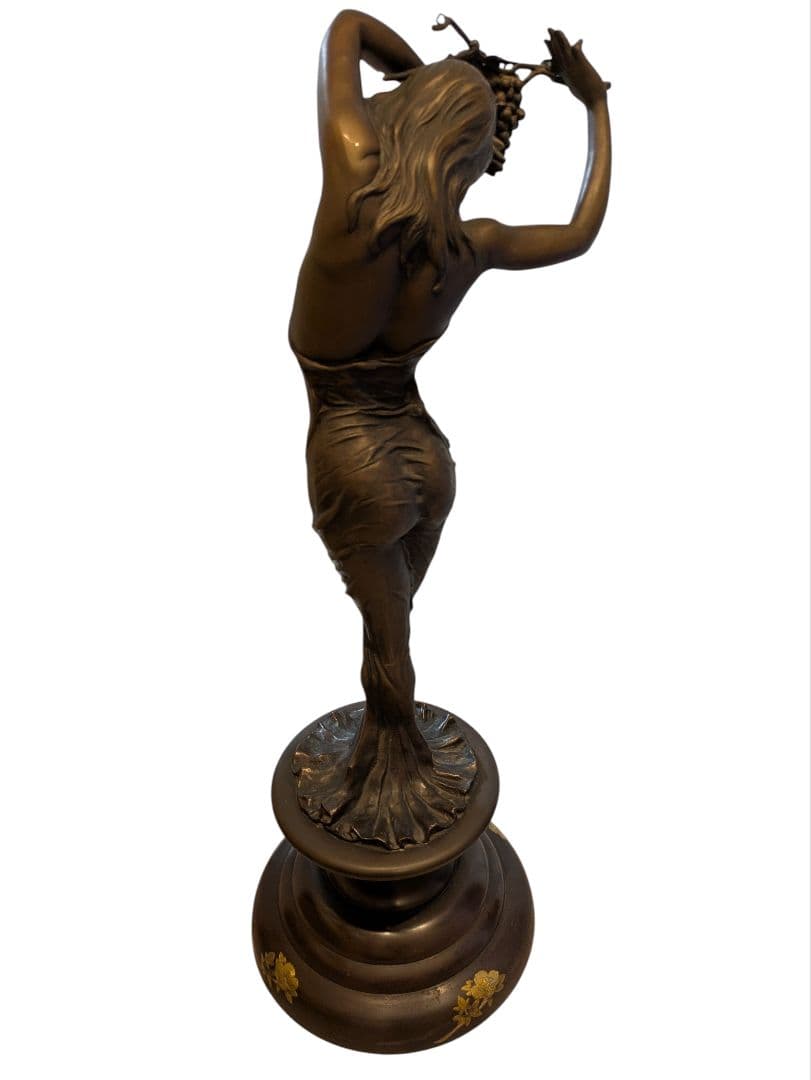 ブロンズ像 葡萄をかざした女性 アンティーク