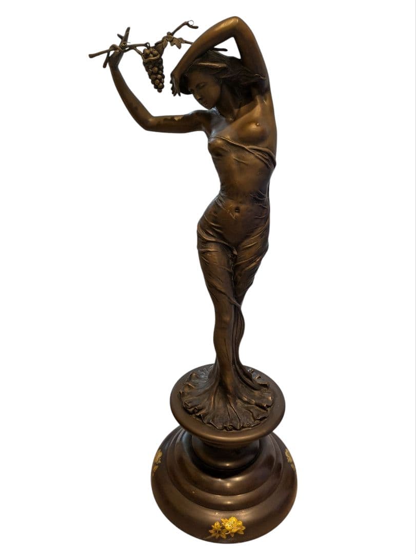 ブロンズ像 葡萄をかざした女性 アンティーク