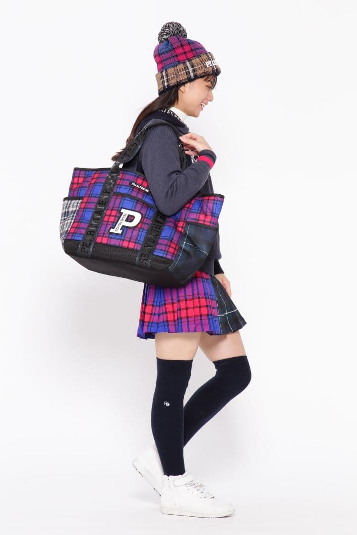 新品 未使用 PEARLY GATES ロッカーバッグ マルチチェック Pロゴ