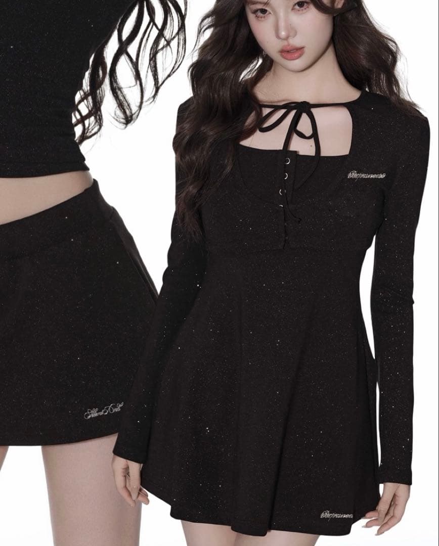 ワンピース ANDWANG Kirakira mini drees & cardigan