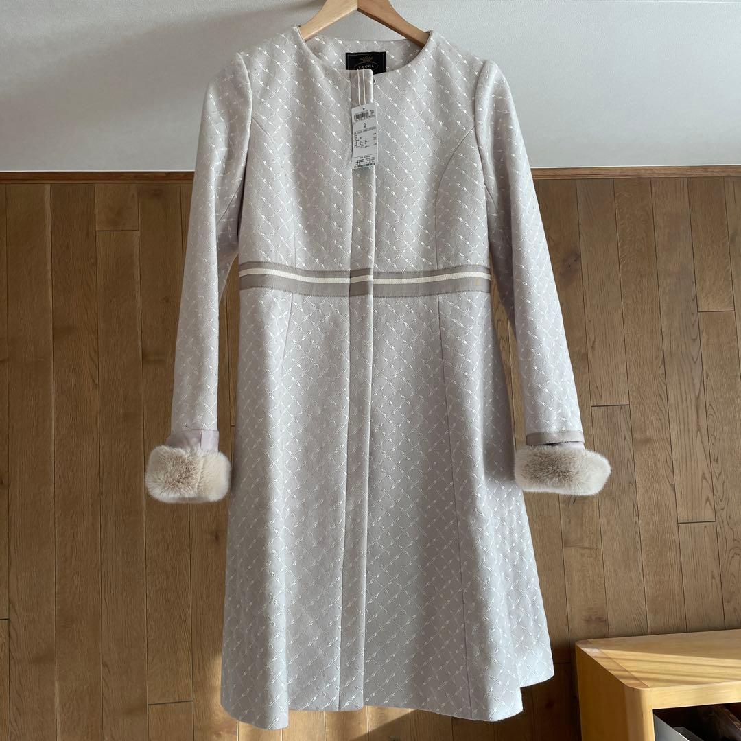 新品TOCCA トッカRIBBON CHECKERBOARD ノーカラーコート