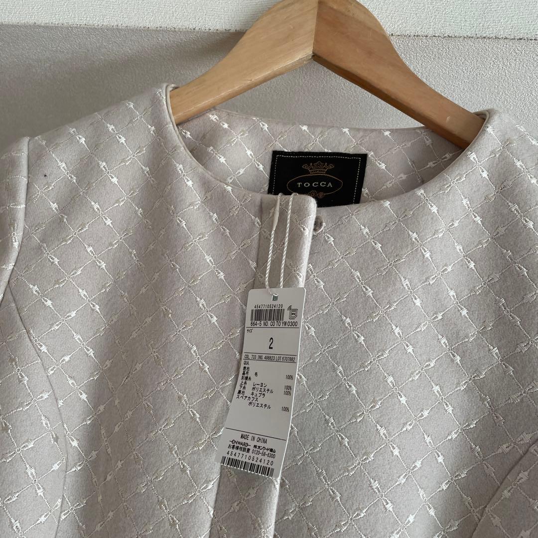 新品TOCCA トッカRIBBON CHECKERBOARD ノーカラーコート