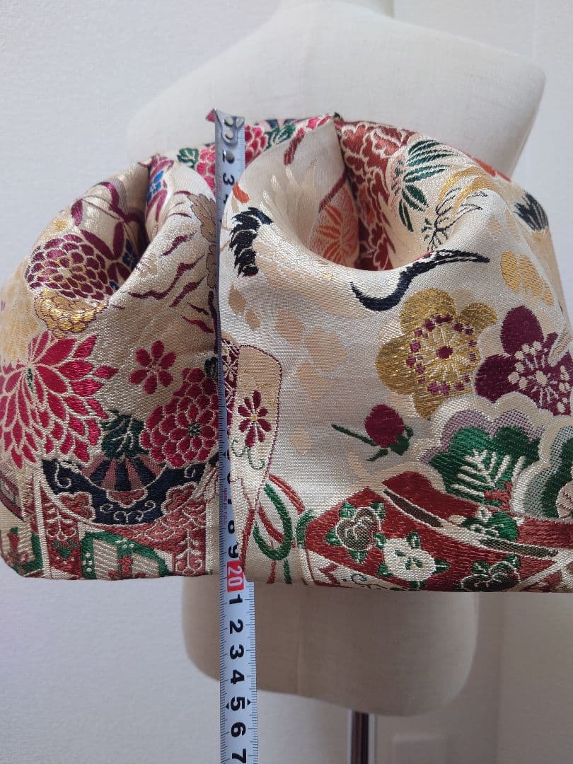 正絹袋帯からの作り帯　文庫結び　アンティーク　七五三ジュニア帯　鶴　一点物