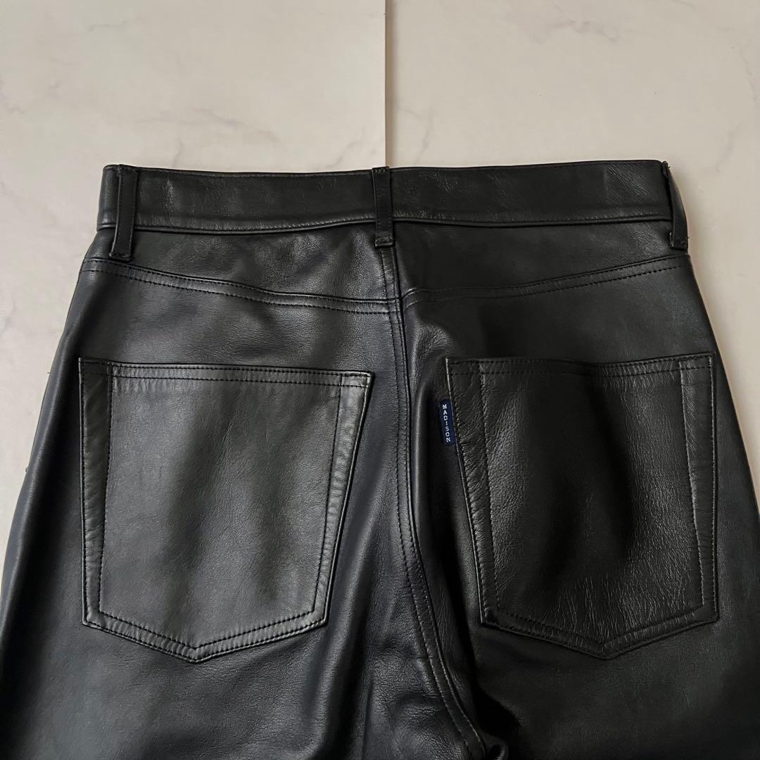 マディソンブルー レザーパンツ ブラック 黒 サイズ02 M 羊革 カットオフ
