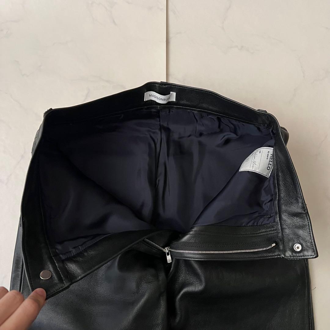 マディソンブルー レザーパンツ ブラック 黒 サイズ02 M 羊革 カットオフ