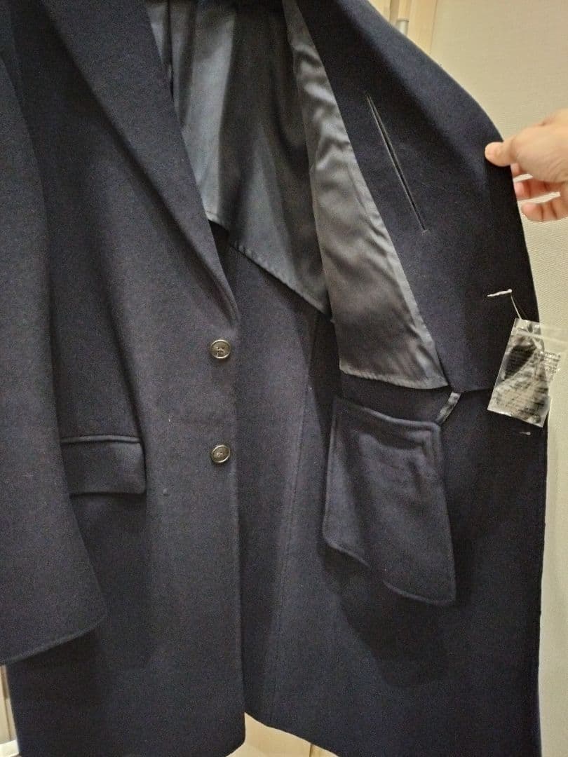 土*荷様 ユニクロ +J ウールブレンドチェスターコート XL ネイビー