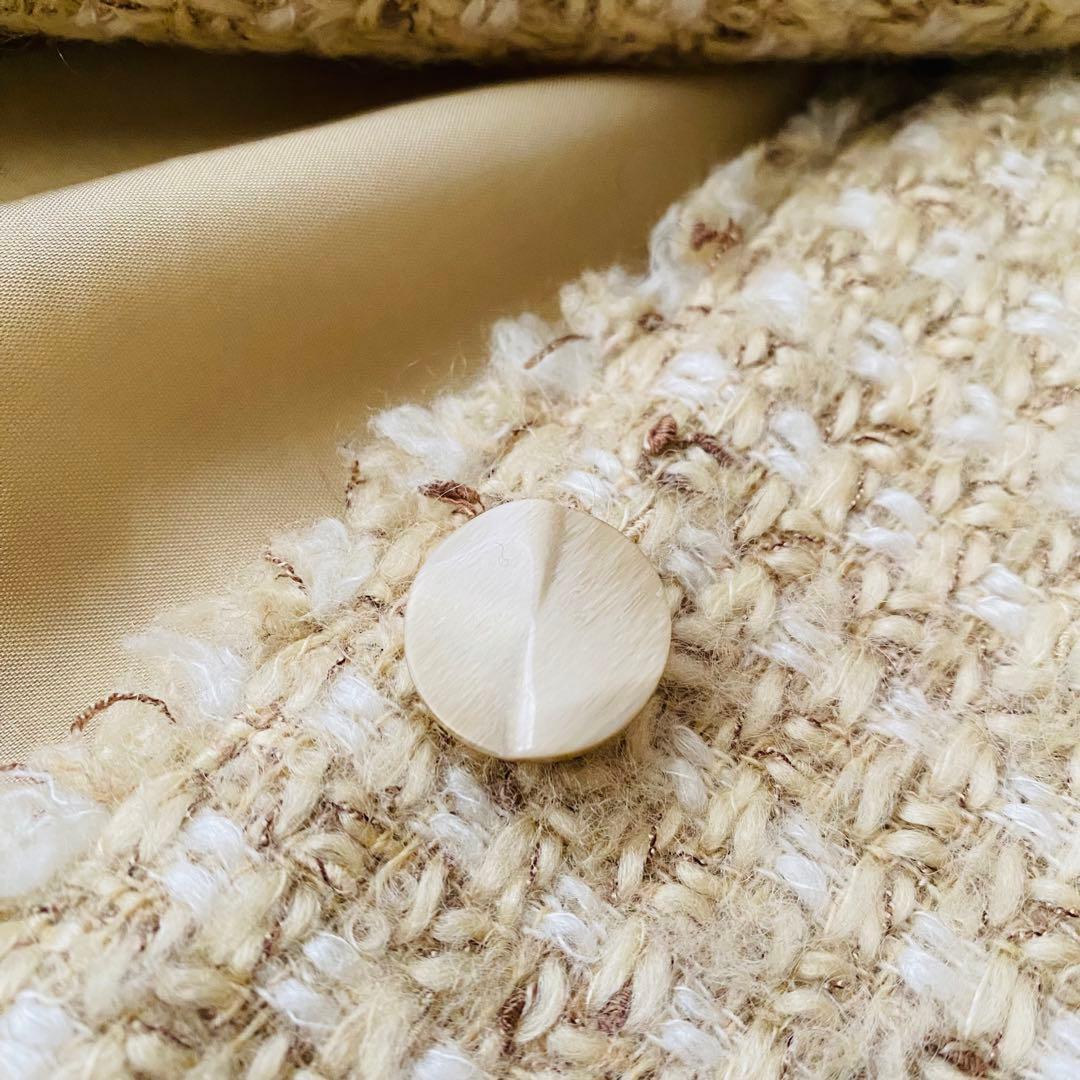 良品 レリアン ミックスツイード スタンドカラージャケット 大きいサイズ 日本製