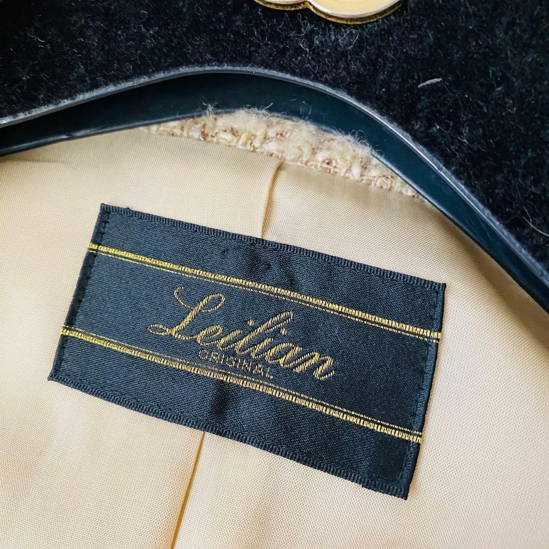 良品 レリアン ミックスツイード スタンドカラージャケット 大きいサイズ 日本製