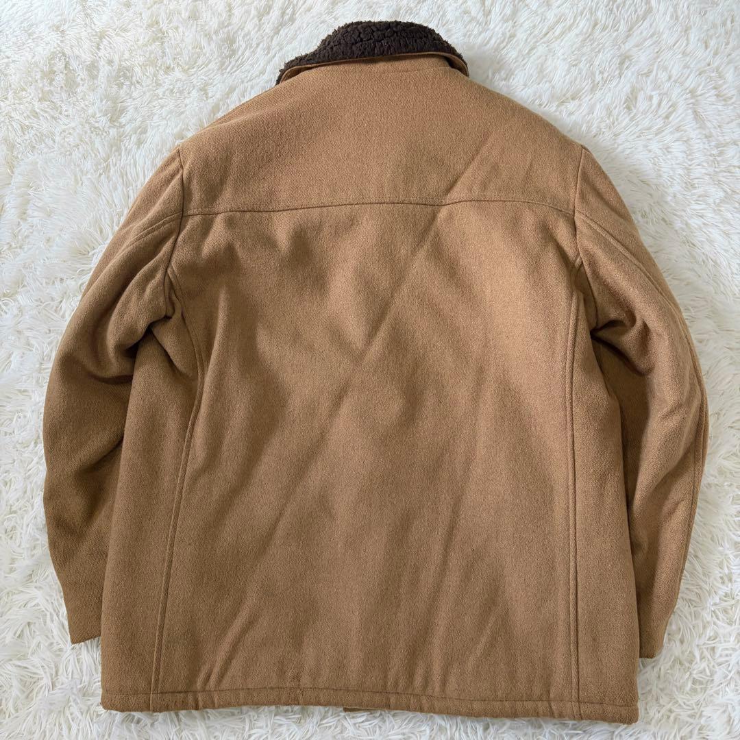 SCHOTT ランチコート ボアジャケット くるみボタン ウール ブラウン L