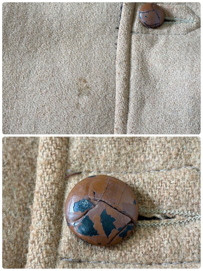 SCHOTT ランチコート ボアジャケット くるみボタン ウール ブラウン L