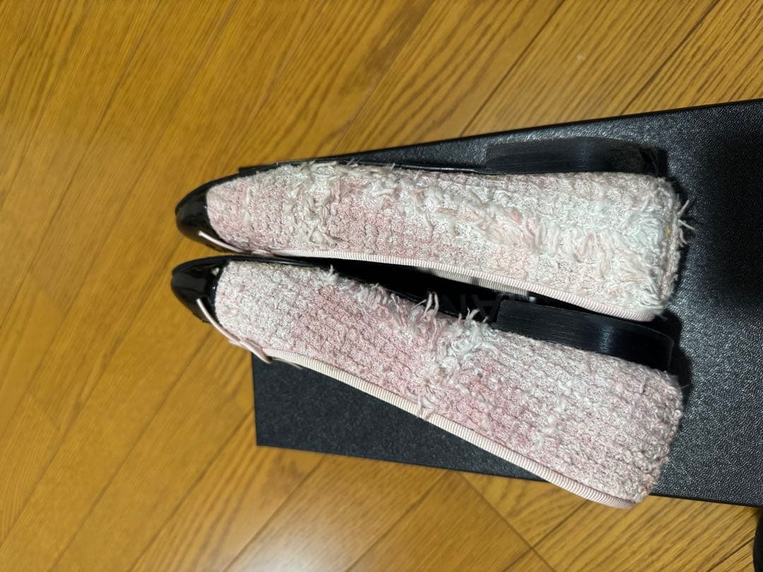 CHANEL フラットシューズ ピンク 36.5 ツイード 23サクラ　シャネル