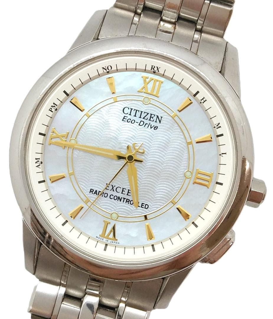シチズン 腕時計 メンズ エクシード シェル文字盤 ソーラー 中古品(01055