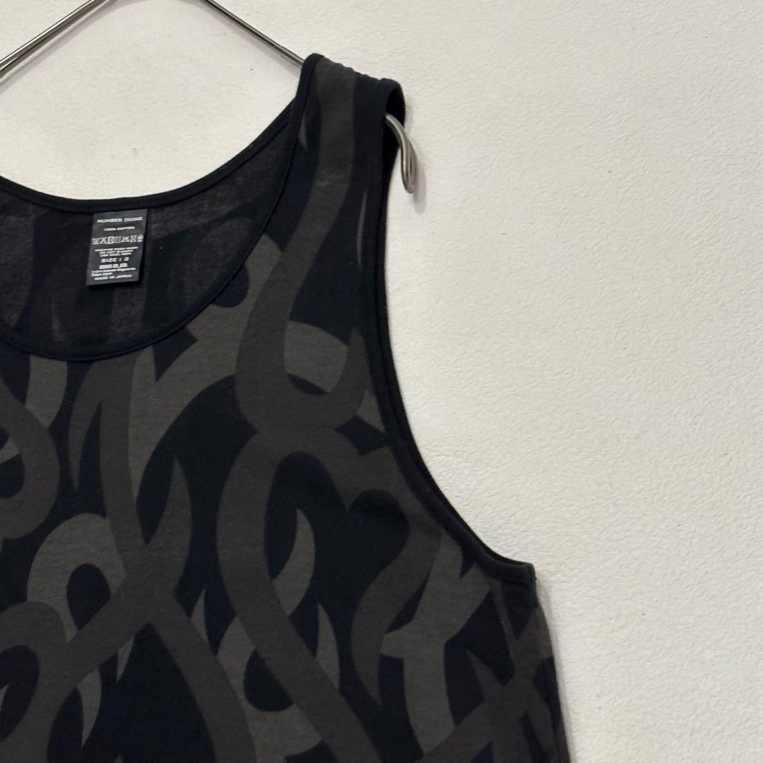 ナンバーナイン　美品 ハート トライバル カモ 柄 タンクトップ グレー 迷彩