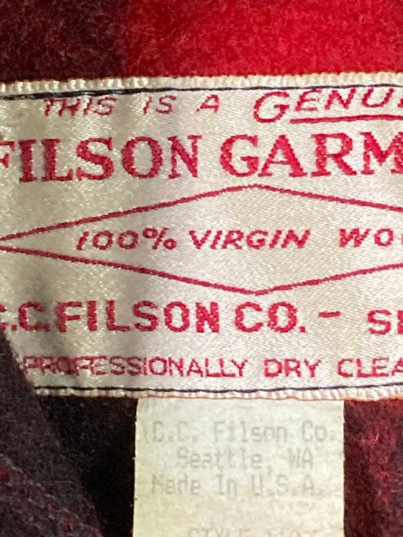 Filson フィルソン　マッキーノウールシャツジャケット　赤黒　38