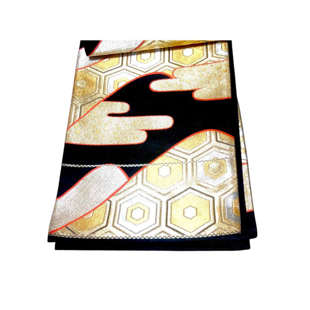 豪華 袋帯 正絹 六通柄 金銀糸 雲取り亀甲文様 振袖 訪問着 成成人式 結婚式