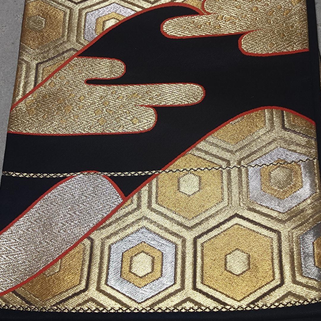 豪華 袋帯 正絹 六通柄 金銀糸 雲取り亀甲文様 振袖 訪問着 成成人式 結婚式