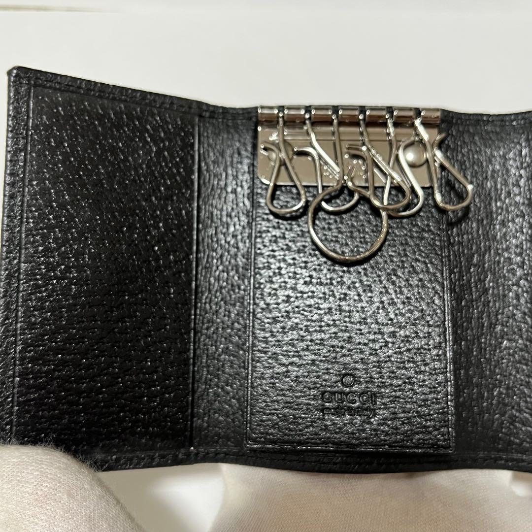 未使用級✨️箱付き　GUCCI キーケース　GG柄　ブラック キャンバス 6連