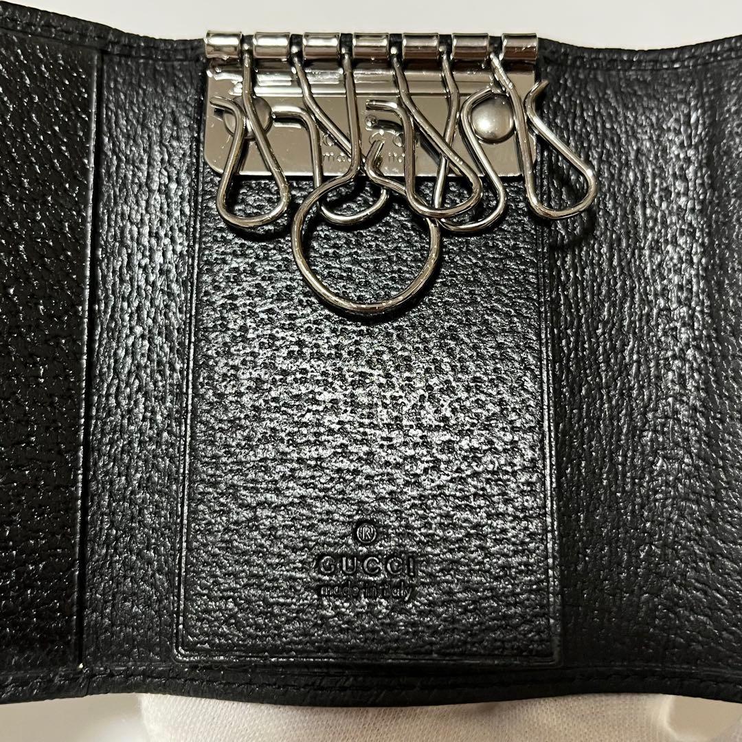 未使用級✨️箱付き　GUCCI キーケース　GG柄　ブラック キャンバス 6連