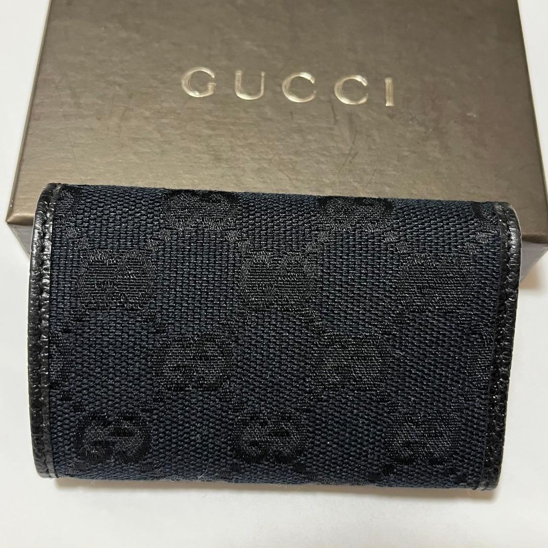 未使用級✨️箱付き　GUCCI キーケース　GG柄　ブラック キャンバス 6連