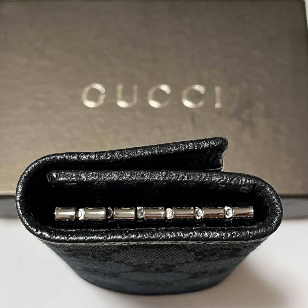 未使用級✨️箱付き　GUCCI キーケース　GG柄　ブラック キャンバス 6連