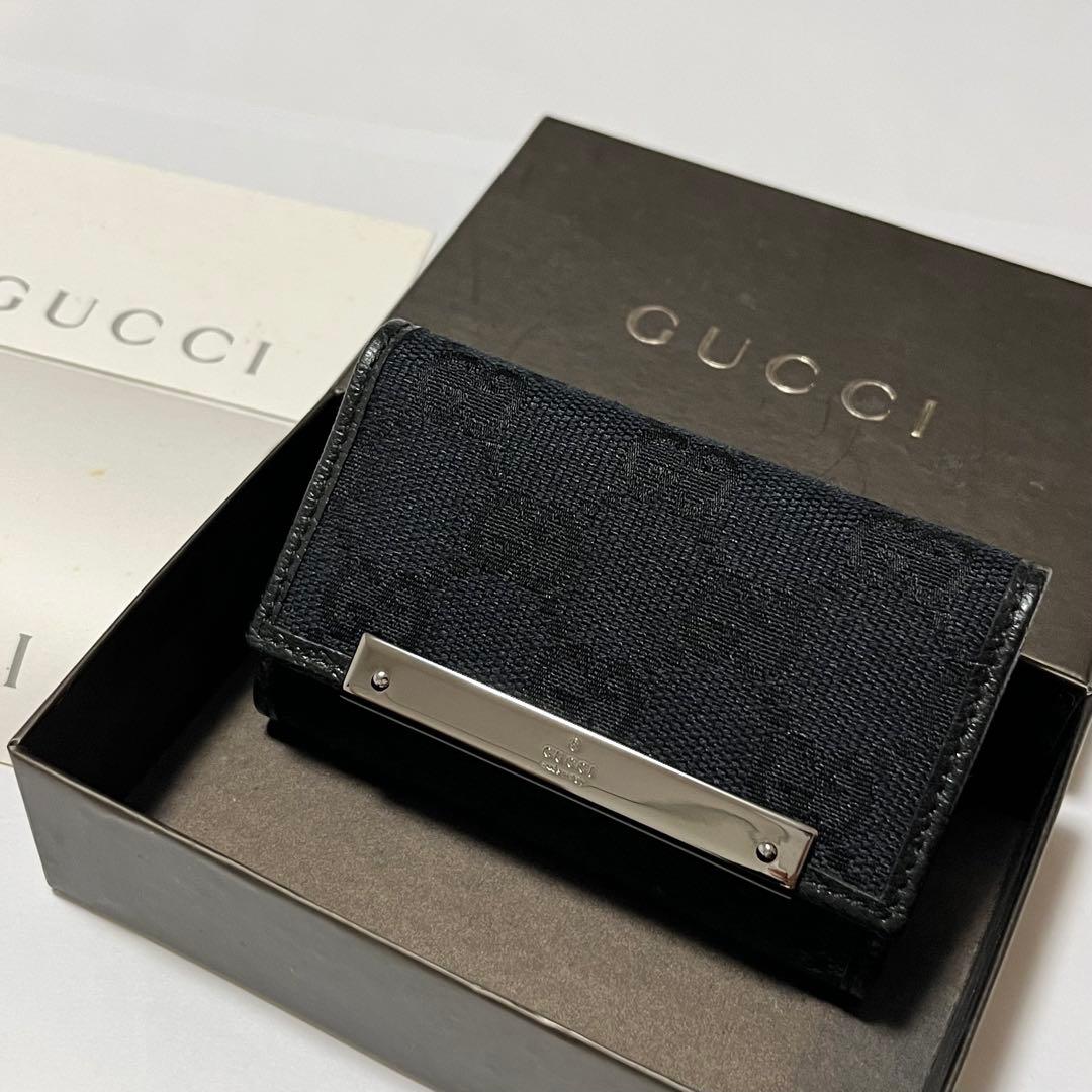 未使用級✨️箱付き　GUCCI キーケース　GG柄　ブラック キャンバス 6連