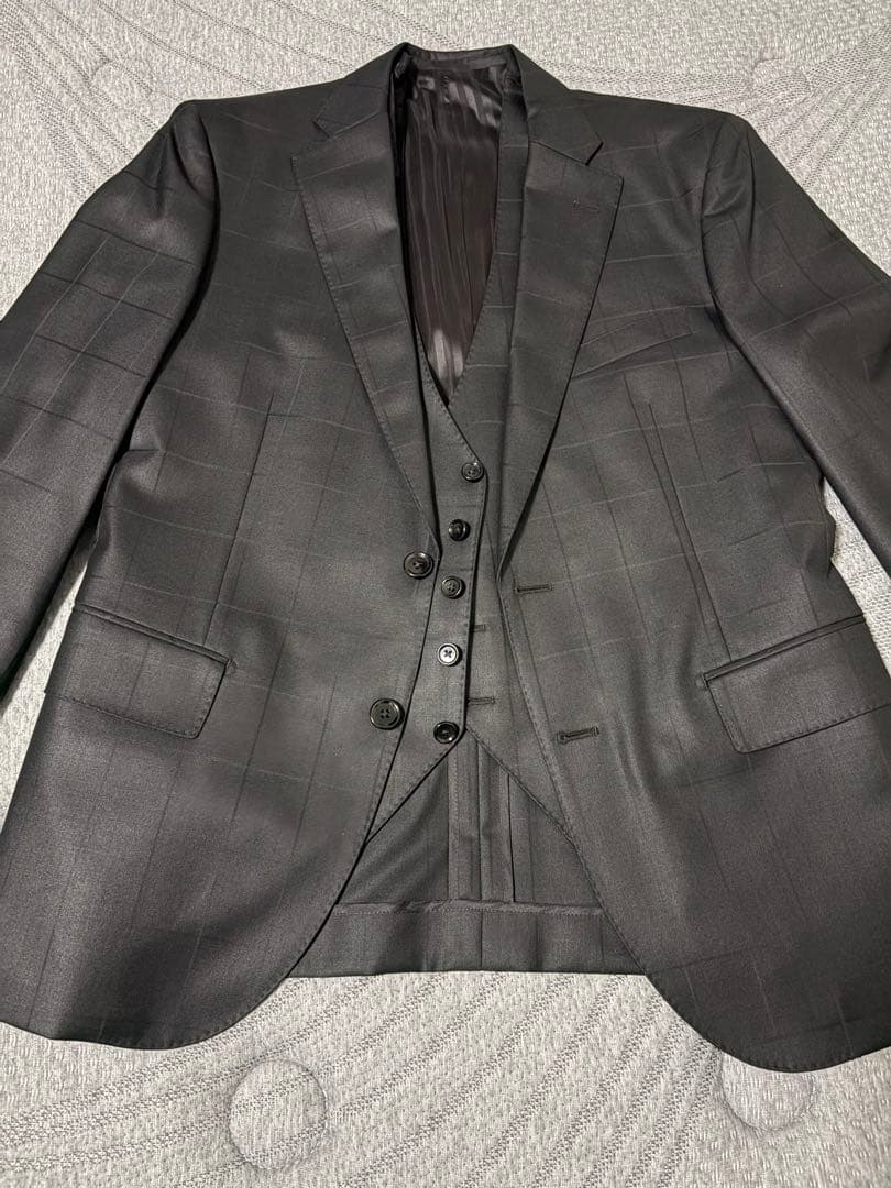 【新品】スリーピース　セットアップ　ブラックシャドウブロックチェック　AB5