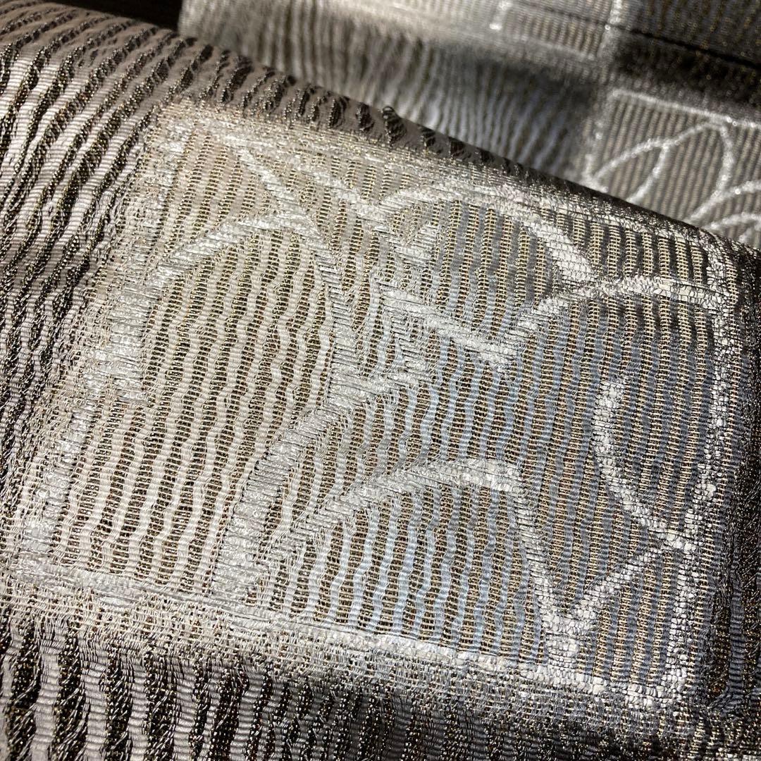 正絹　六通袋帯【抽象模様　格子】