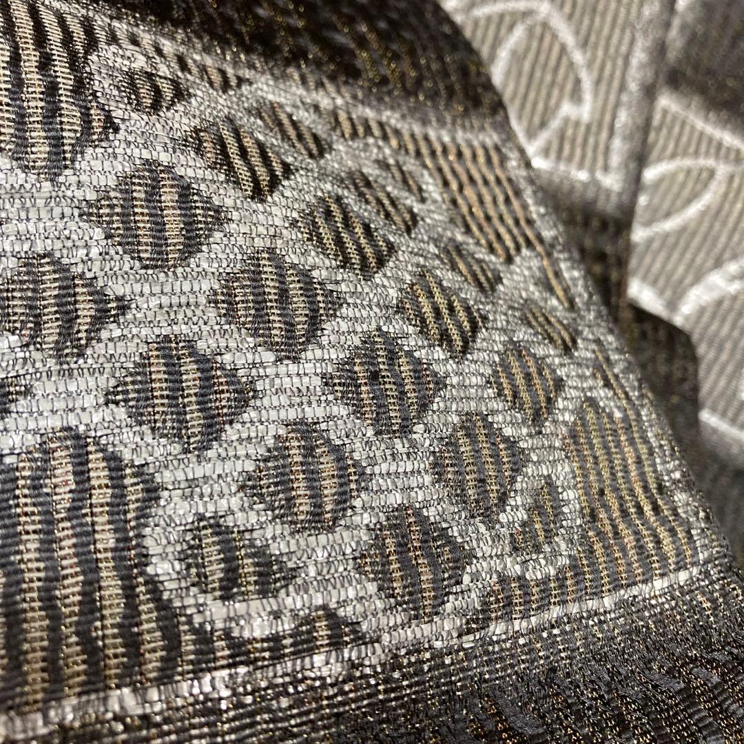 正絹　六通袋帯【抽象模様　格子】