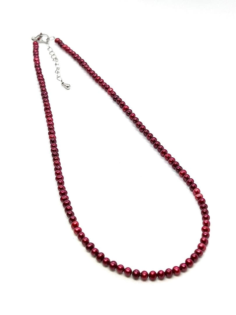 【しゃんたん】本真珠レッドカラーベビーパールネックレス４本セット