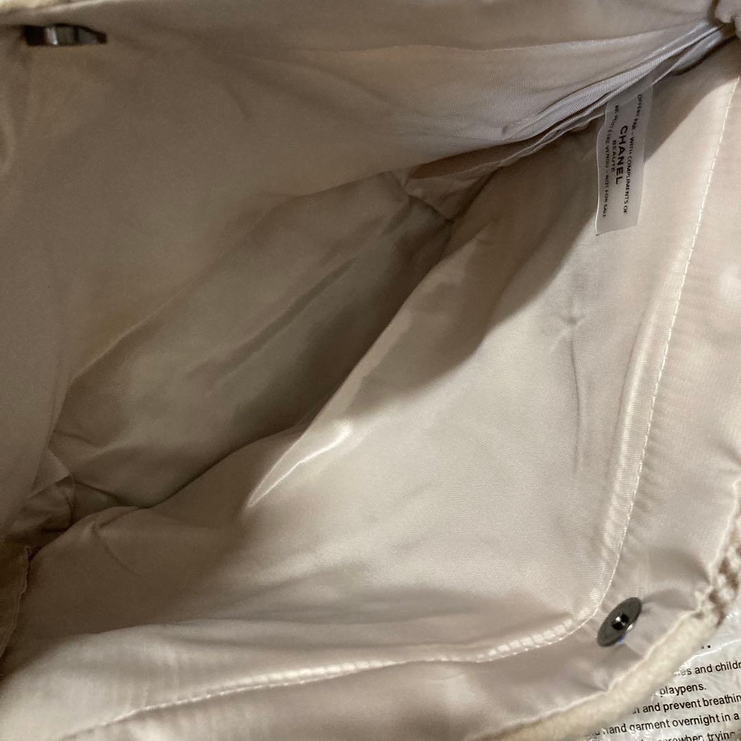 CHANEL チェック柄トートバッグ　パールスパンコール　水色